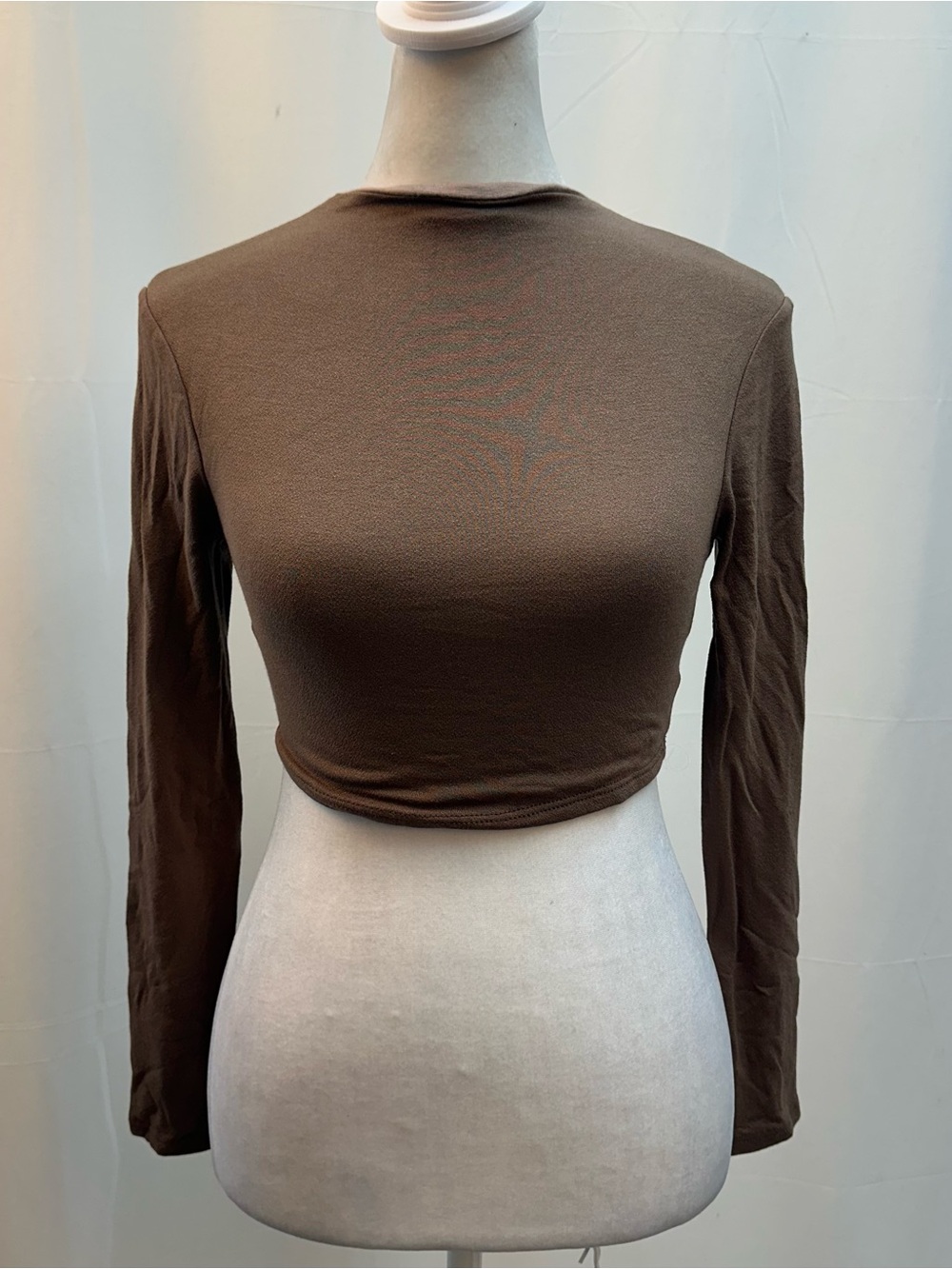 naked wardrobe Brown Long Sleeve Crop Top S NWTS